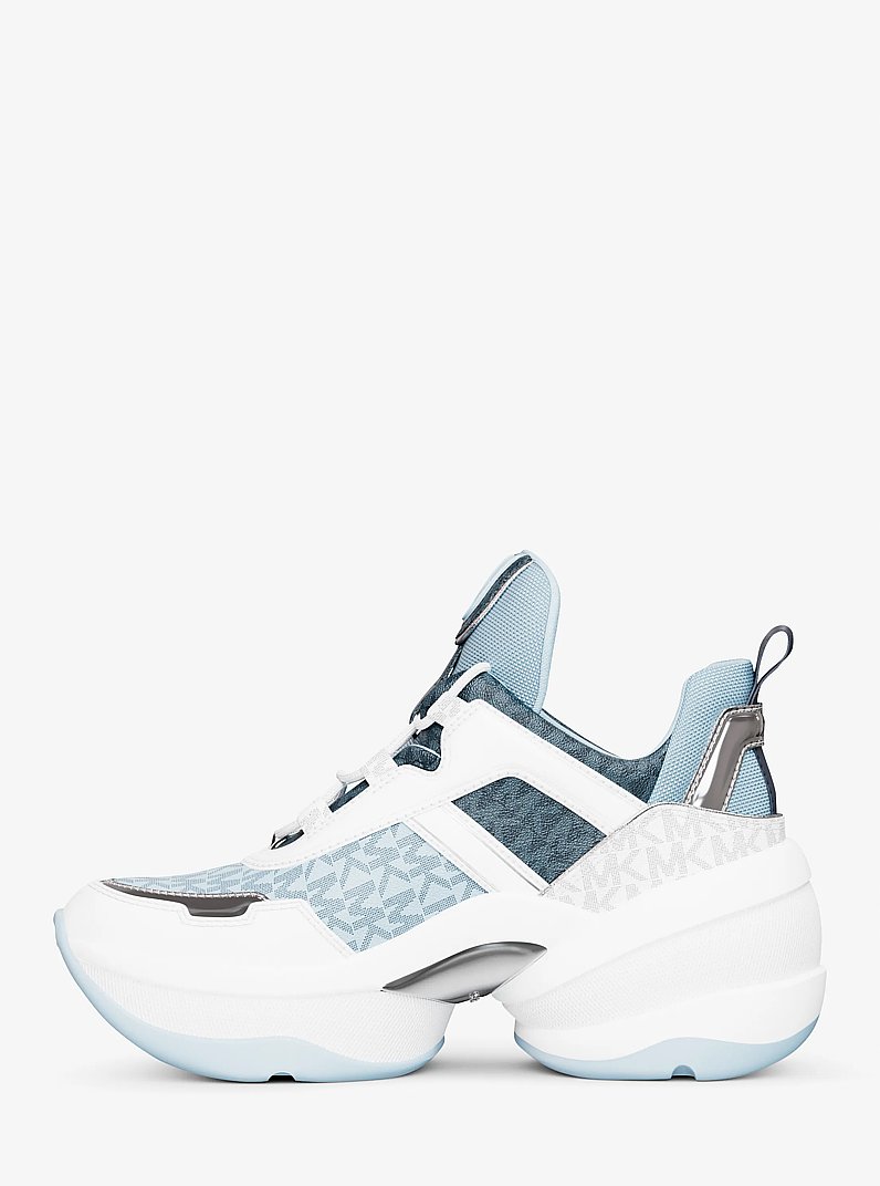 Olympia Mixed-Media Trainer in PALE BLUE MULTI | Michael Kors