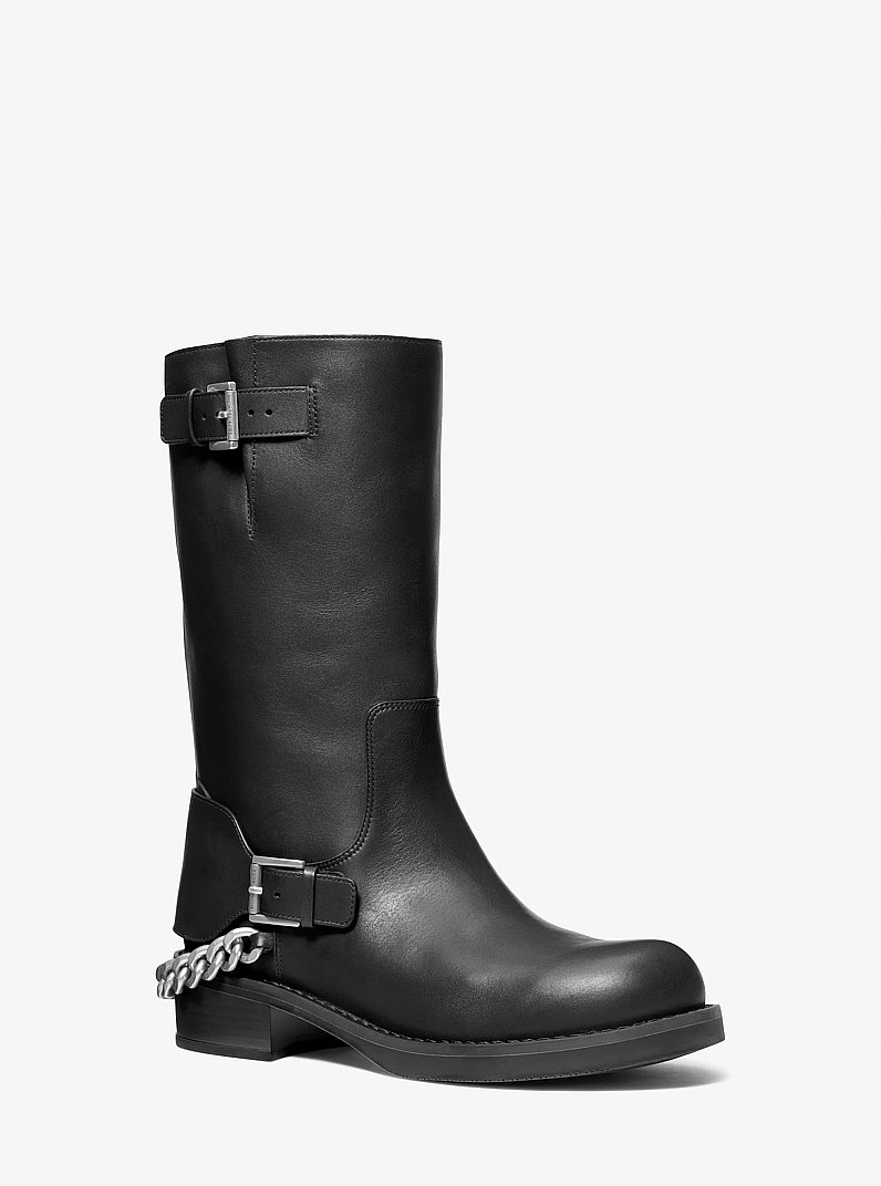 Cayden Leather Boot in BLACK | Michael Kors