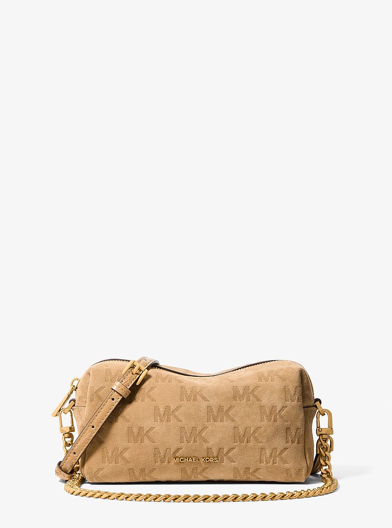 Bryant Small Logo Embossed Suede Convertible Crossbody Bag in BURNT KHAKI | Michael Kors