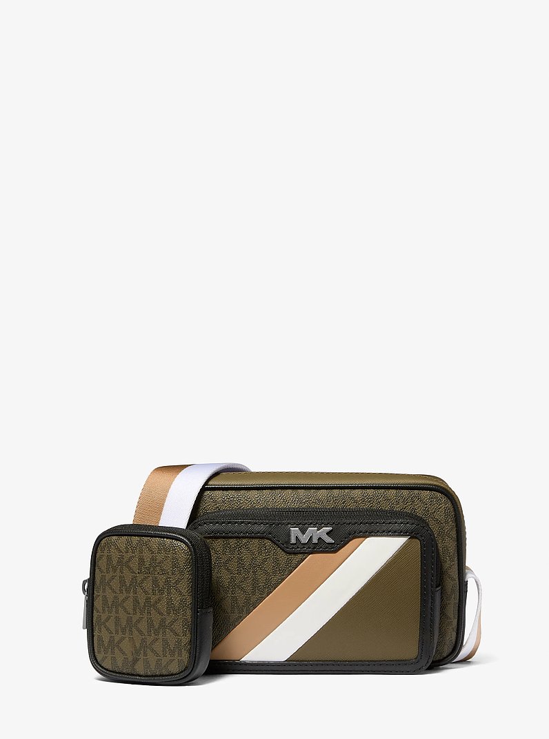 Bolso para c&aacute;mara Rivington con rayas y logotipo in CAMEL | Michael Kors
