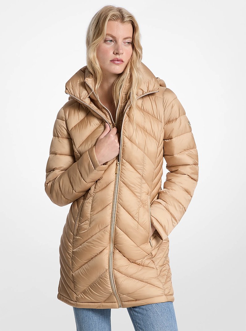Manteau matelass&eacute; compact en nylon in KAKI | Michael Kors