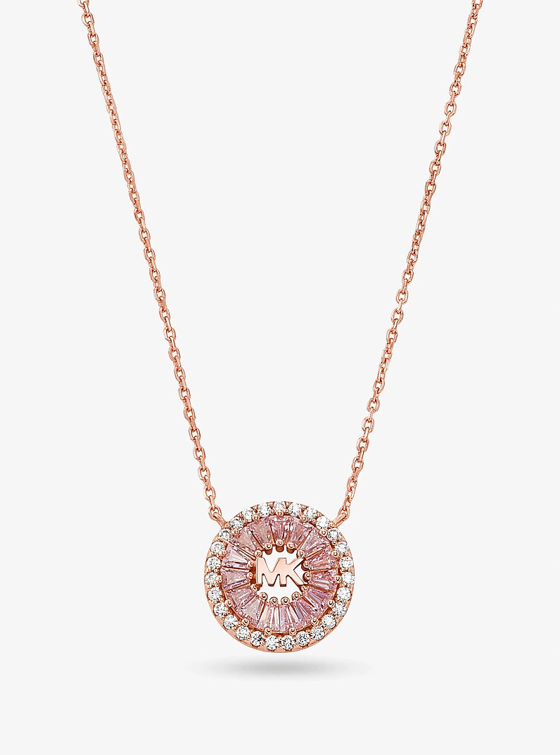 Collana con aureola e pav&eacute; in argento sterling placcato in metallo prezioso in ORO ROSA | Michael Kors