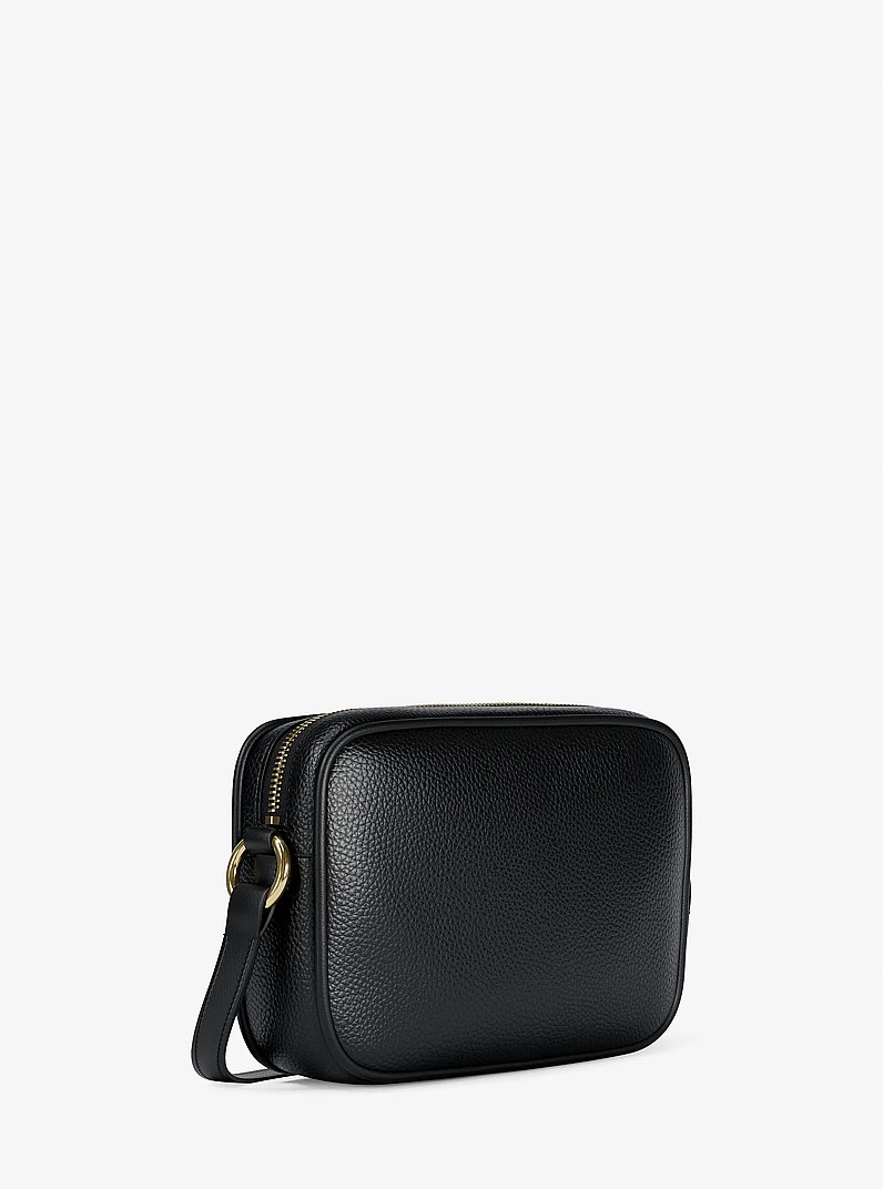 Jet Set Pebbled Leather Camera Crossbody Bag in BLACK | Michael Kors