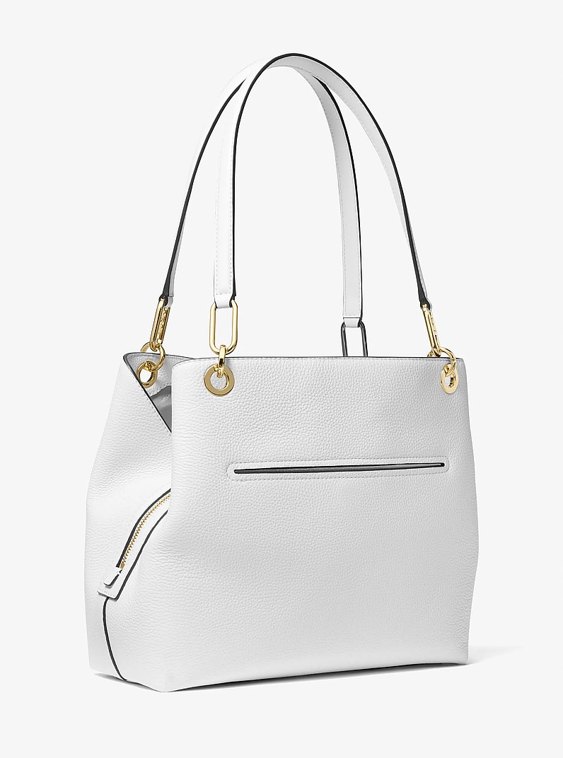 Kensington Large Pebbled Leather Tote Bag in OPTIC WHITE | Michael Kors