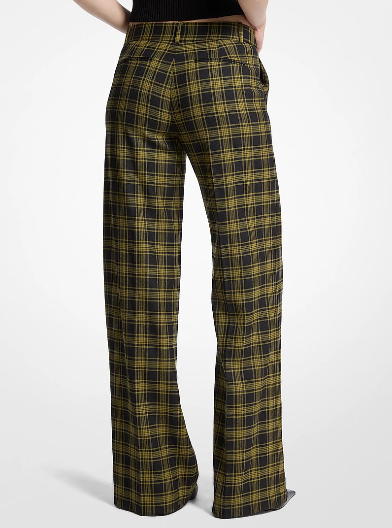 Plaid Print Stretch Wool Pants in PISTACHIO | Michael Kors
