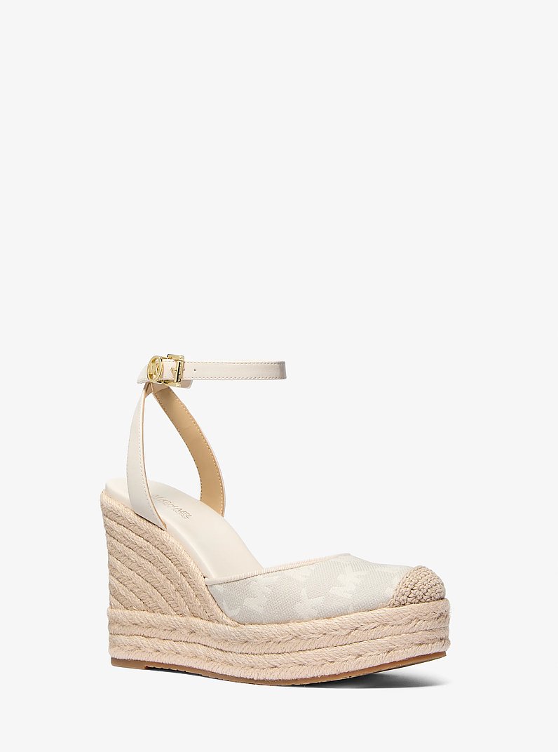 Larissa Logo Jacquard Espadrille Wedge in NATURAL | Michael Kors