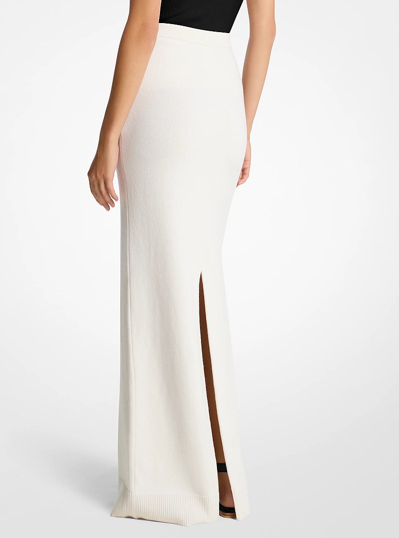 Cashmere Blend Maxi Skirt in OPTIC WHITE | Michael Kors