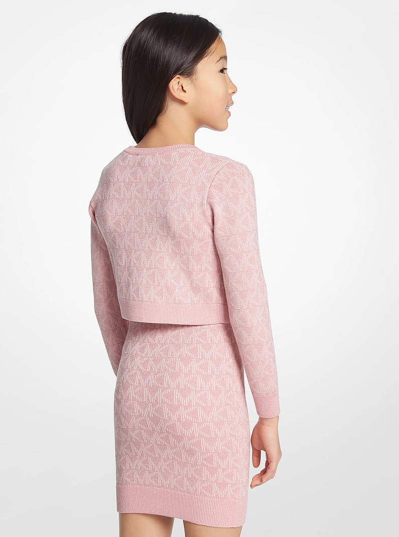 Logo Jacquard Cardigan in PINK | Michael Kors