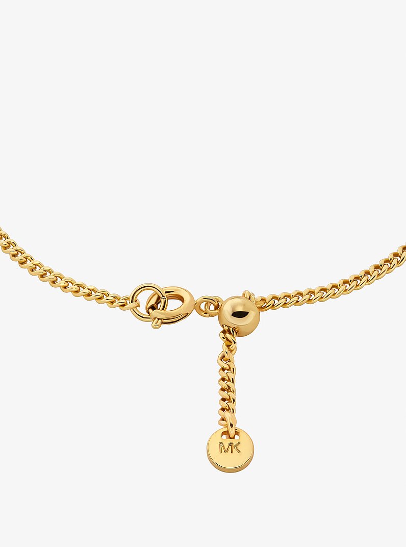 Pav&eacute; and Logo Charm Two-Tone Slider Bracelet in TWO TONE | Michael Kors