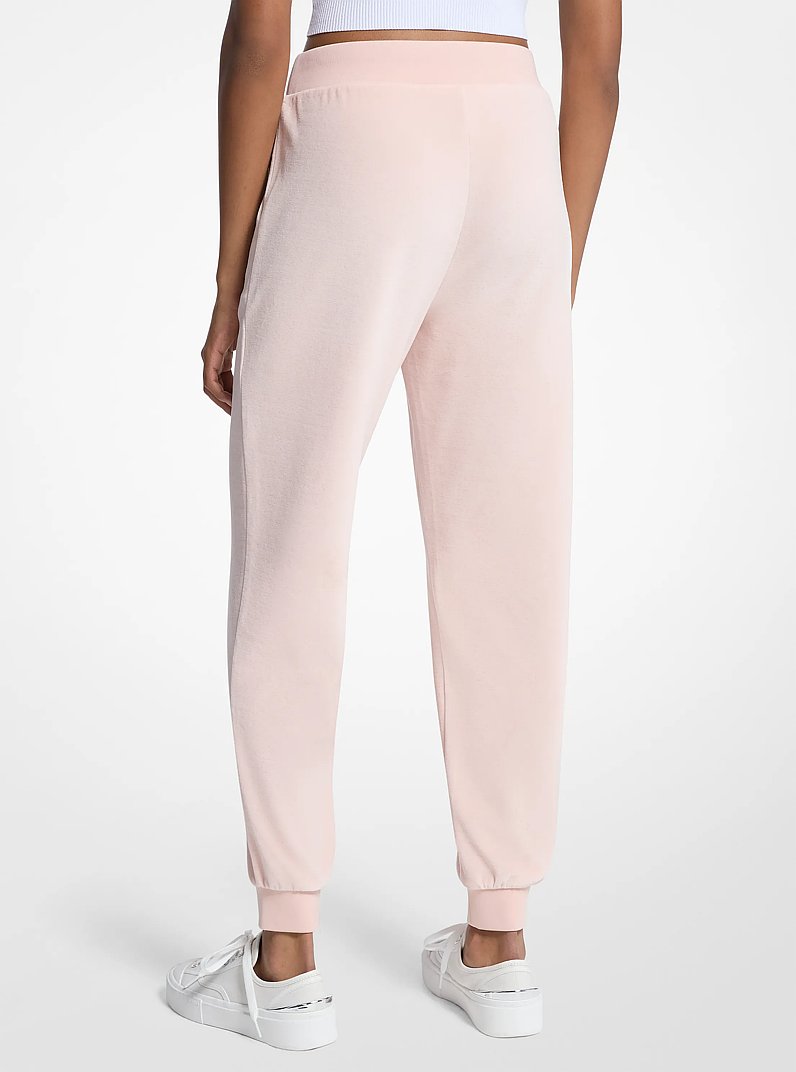 Embellished Logo Velour Joggers in POWDER BLUSH | Michael Kors