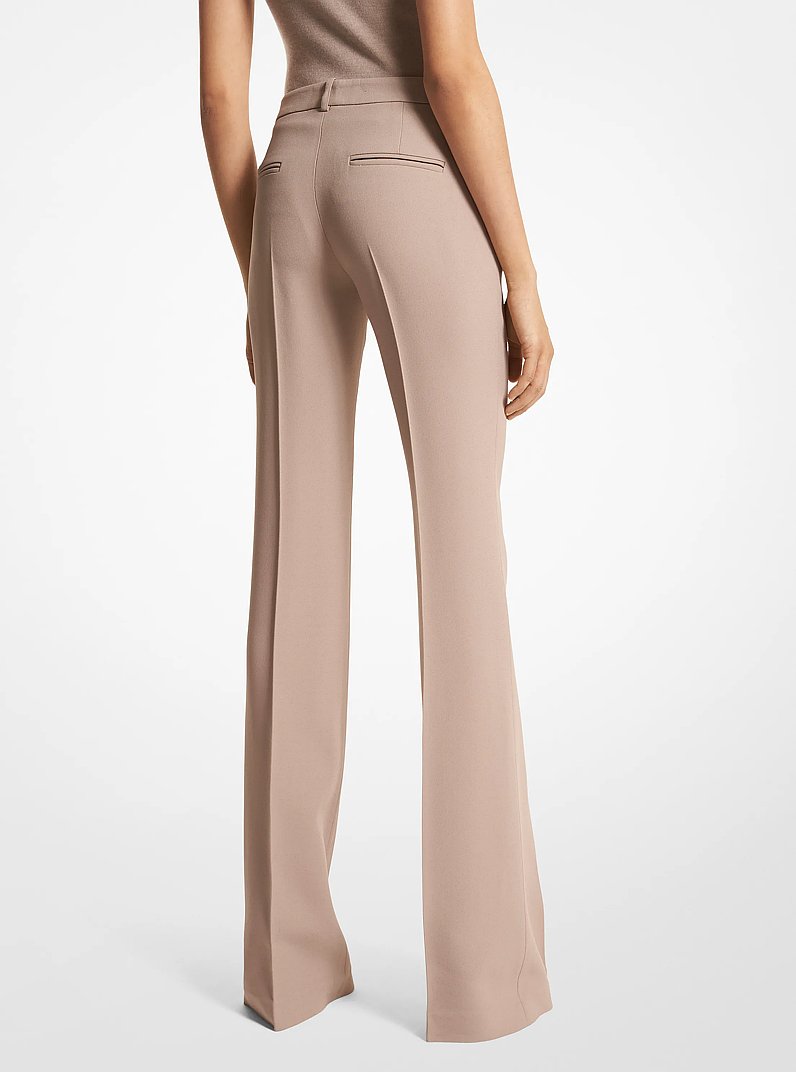 Haylee Double Crepe Sabl&eacute; Flared Trousers in TAUPE | Michael Kors
