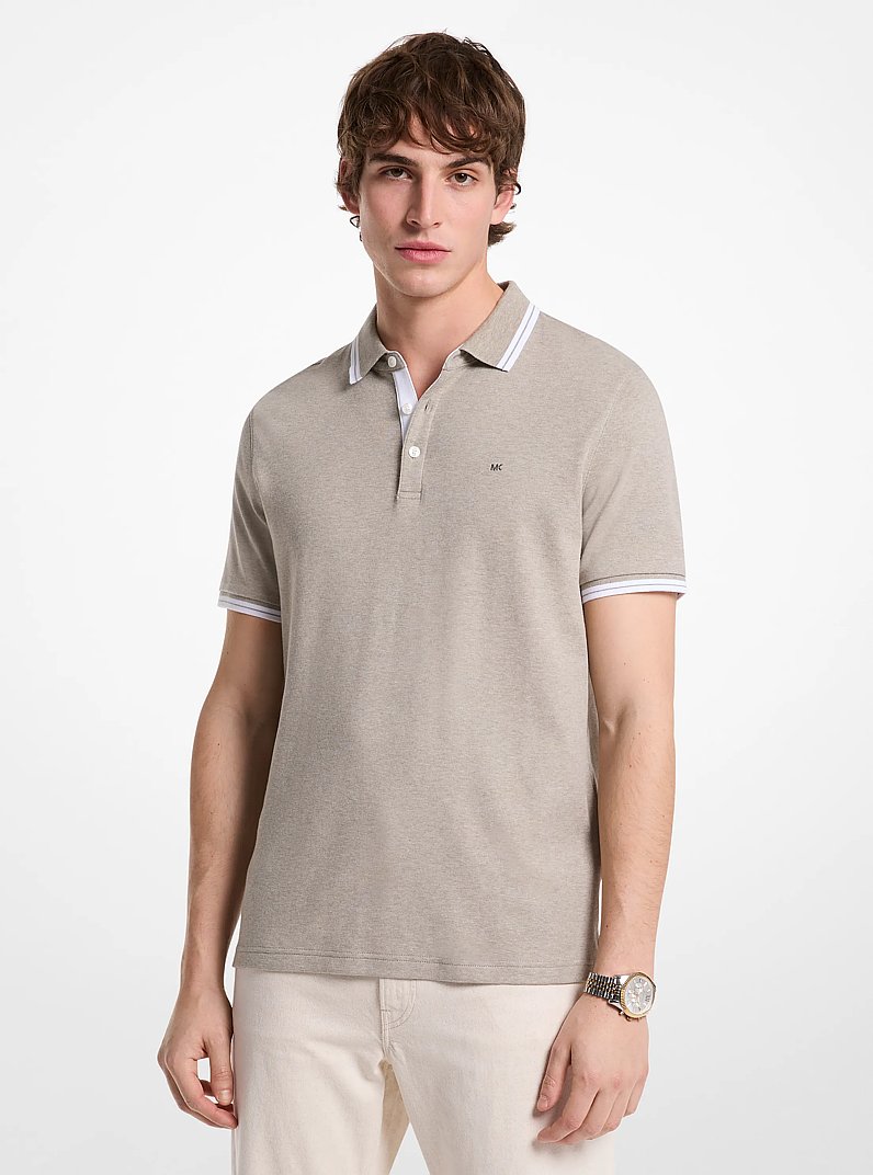 Greenwich Cotton Polo Shirt in DUSTY SAGE HEATHER | Michael Kors