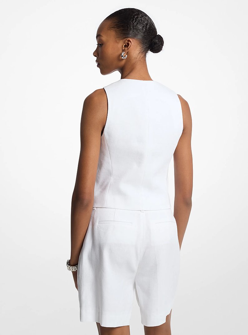 Linen and Cotton Twill Vest in WHITE | Michael Kors