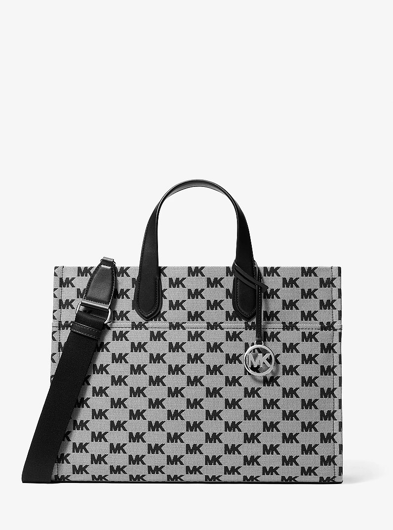Borsa tote Gigi grande con logo jacquard in NERO | Michael Kors