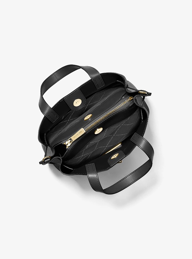 Emilia Small Pebbled Leather Satchel in BLACK | Michael Kors