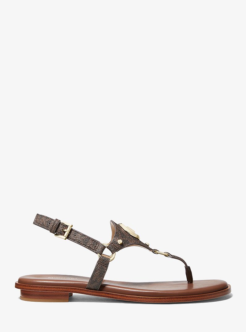 Casey Signature Logo Sandal in BROWN | Michael Kors