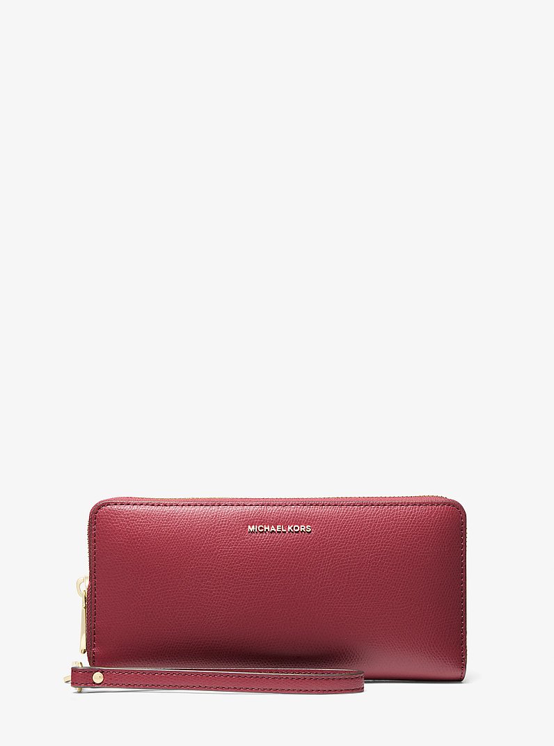 Jet Set Travel Large Leather Continental Wallet in DEEP RED | Michael Kors