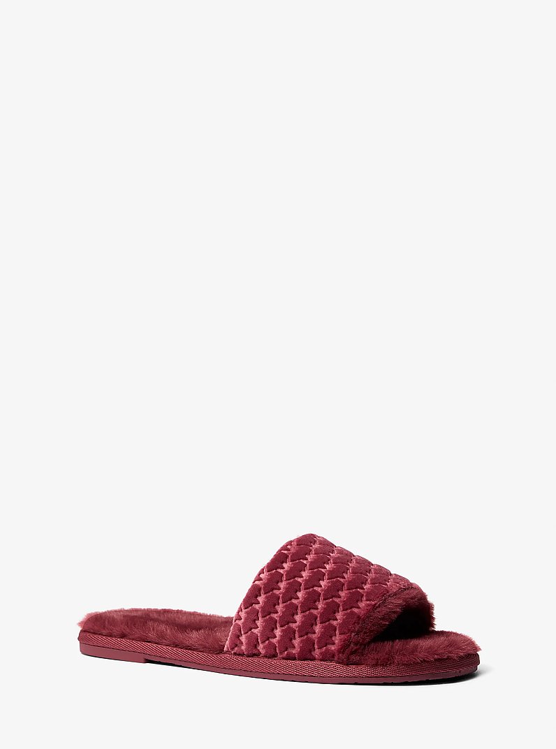 Sandale &agrave; enfiler Alexis en velours &agrave; logo grav&eacute; in BORDEAUX | Michael Kors