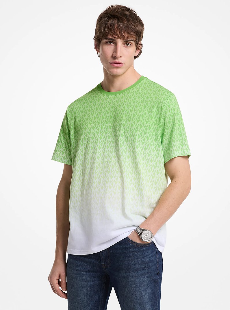 Ombr&eacute; Signature Logo Cotton T-Shirt in JUNGLE | Michael Kors
