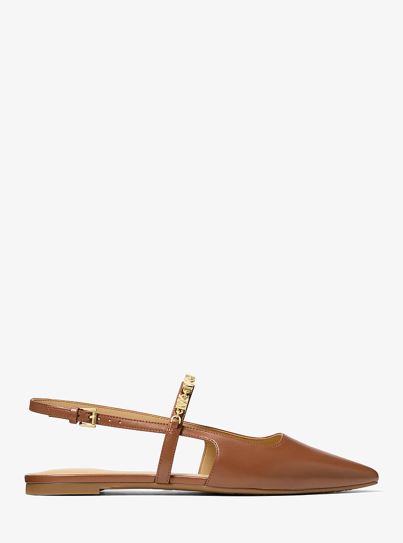 Dina Flex Leather Slingback Flat in LUGGAGE | Michael Kors