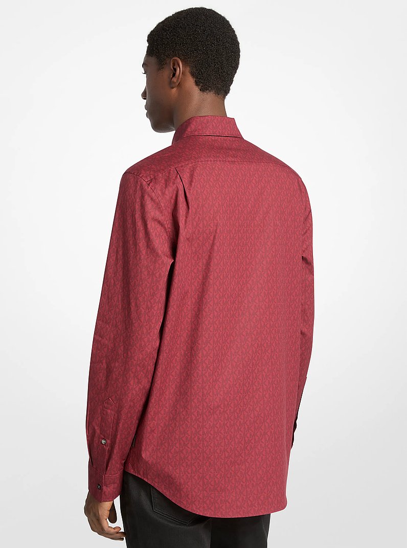 Signature Logo Stretch Cotton Shirt in CHERRY | Michael Kors