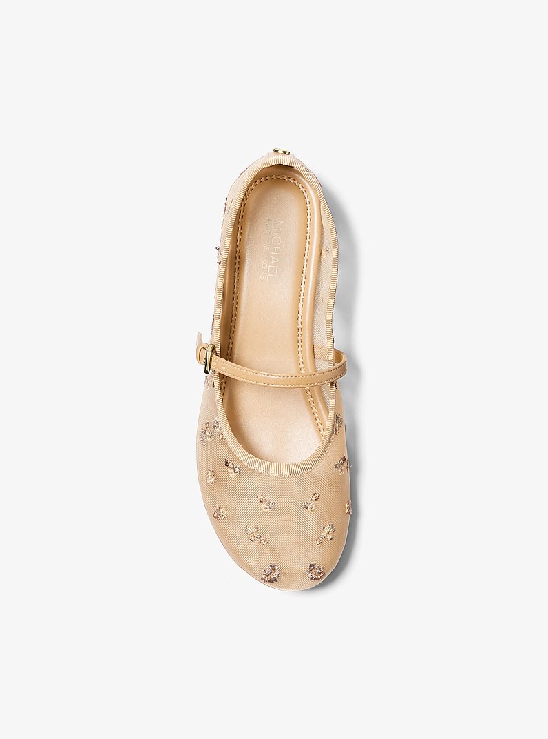 Phoebe Embellished Mesh Ballet Flat in LT CRM MULTI | Michael Kors