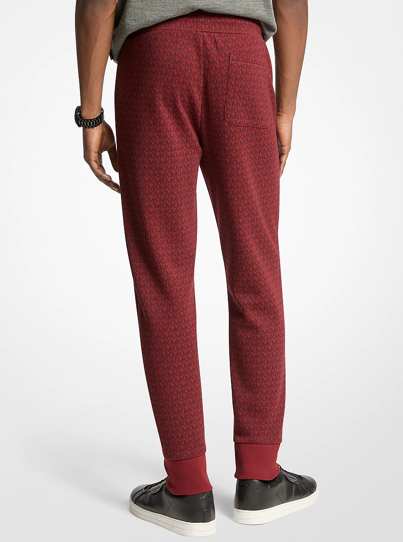 Pantalon de jogging en m&eacute;lange de coton &agrave; imprim&eacute; avec logo Signature in CERISE | Michael Kors