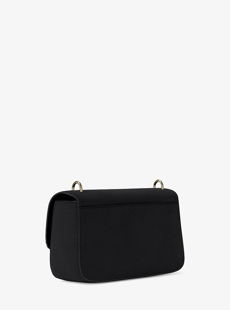 Tribeca Large Pebbled Leather Shoulder Bag in BLACK | Michael Kors
