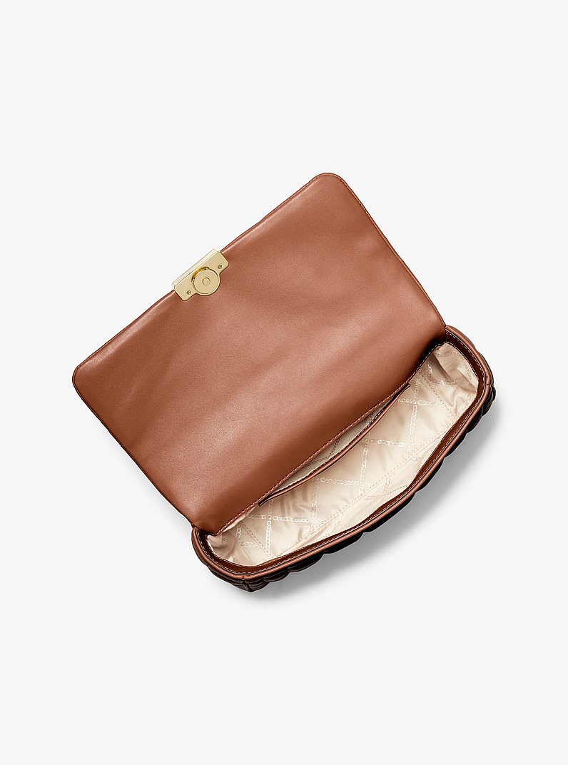 Tribeca Large Quilted Leather Shoulder Bag in LUGGAGE | Michael Kors