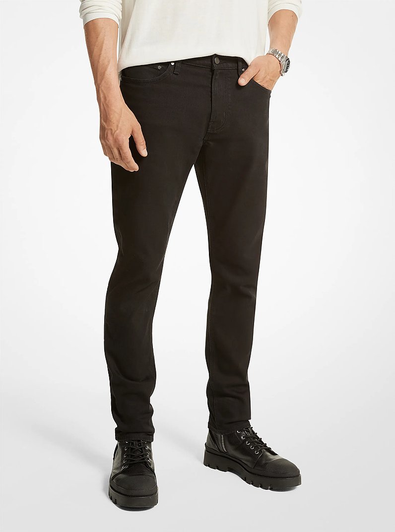 Slim-Fit Stretch-Cotton Jeans in BLACK | Michael Kors