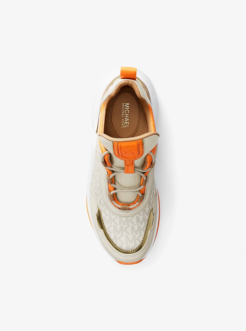 Olympia Mixed-Media Trainer in POP ORANGE | Michael Kors