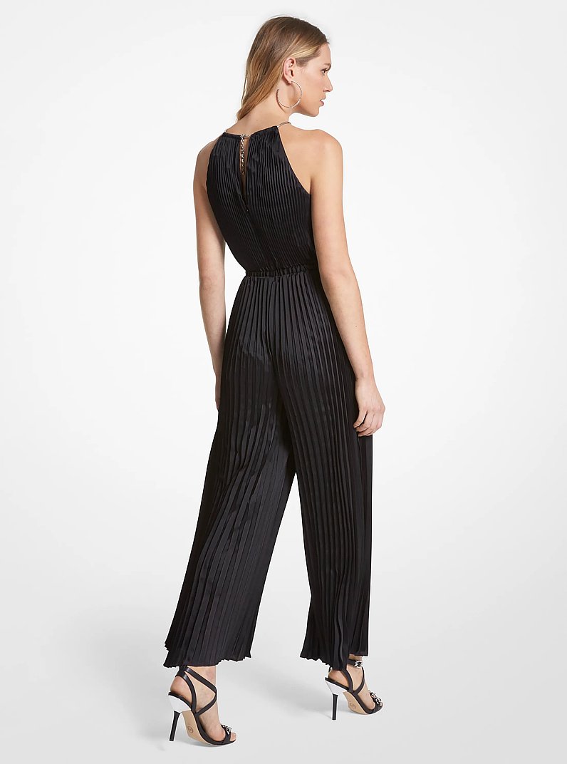 Neckholder-Jumpsuit aus Satin in SCHWARZ | Michael Kors