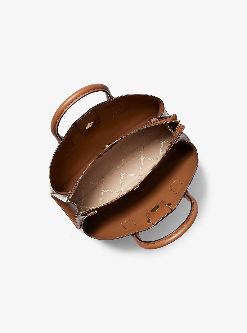 Ruthie Small Signature Logo Satchel in VANILLA/ACORN | Michael Kors