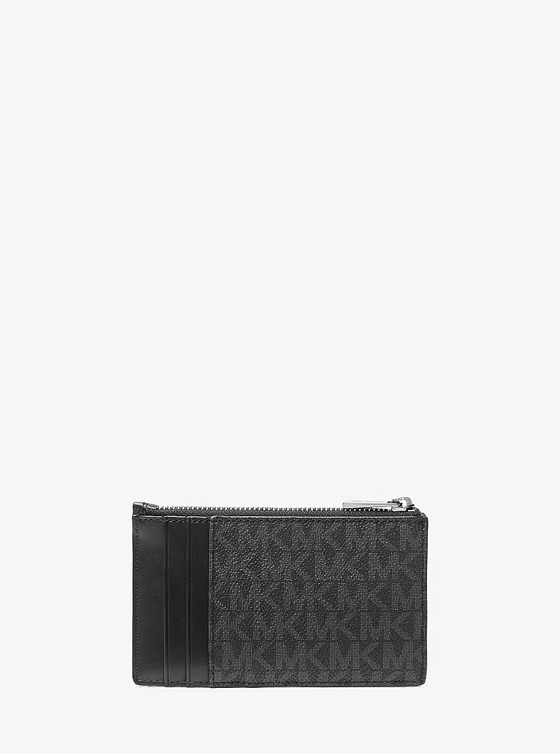 Cooper Slim Signature Logo Zip Wallet in BLACK | Michael Kors