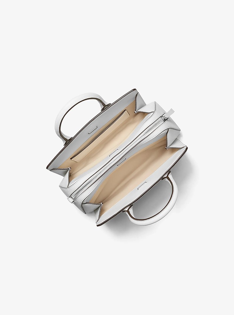 Borsa a mano Laila piccola con logo in BIANCO OTTICO/ALLUMINIO | Michael Kors