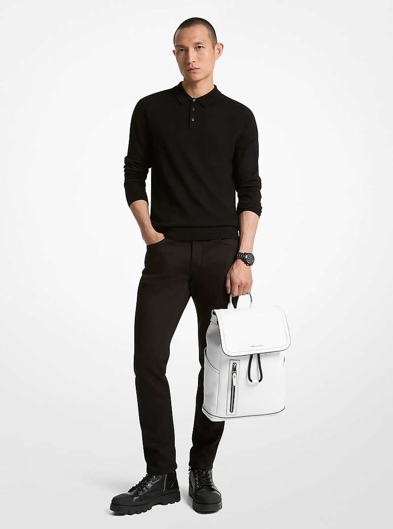 Sac &agrave; dos utilitaire Hudson en cuir grain&eacute; in BLANC &Eacute;CLATANT | Michael Kors