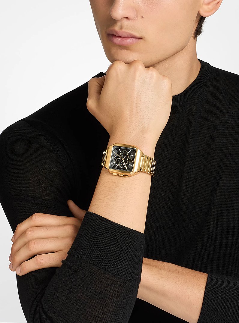 Hayes Oversized Gold-Tone Sport Watch in GOLD | Michael Kors