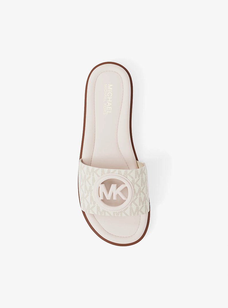 Carissa Signature Logo Slide Sandal in VANILLA COMBO | Michael Kors