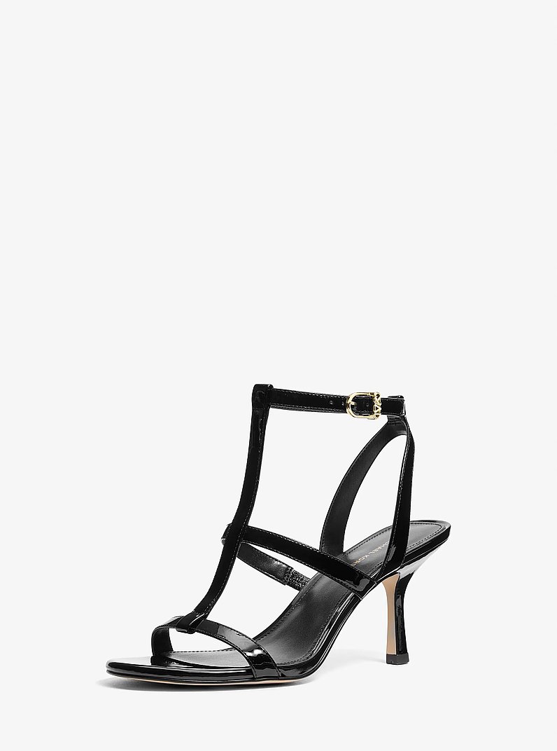 Nara Patent Leather Sandal in BLACK | Michael Kors