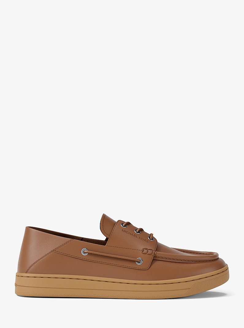 Aiden Leather Boat Shoes in LUGGAGE | Michael Kors