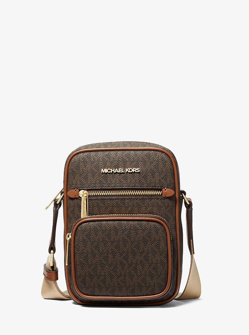 Jet Set Medium Signature Logo Crossbody Bag in BROWN | Michael Kors