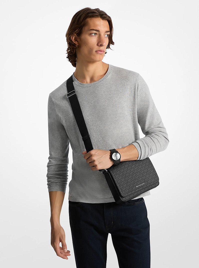Cooper Mini Signature Logo Crossbody Bag With Pouch in BLACK | Michael Kors