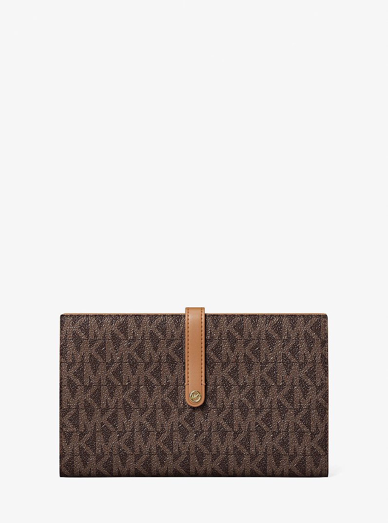 Jet Set Travel Large Signature Logo Wallet in BRN/ACORN | Michael Kors