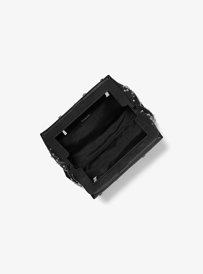 Goldie Large Studded Leather Clutch  in BLACK | Michael Kors