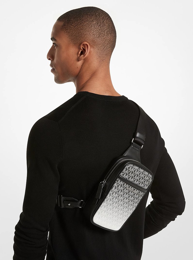Cooper Medium Ombr&eacute; Logo Sling Pack in BLACK | Michael Kors