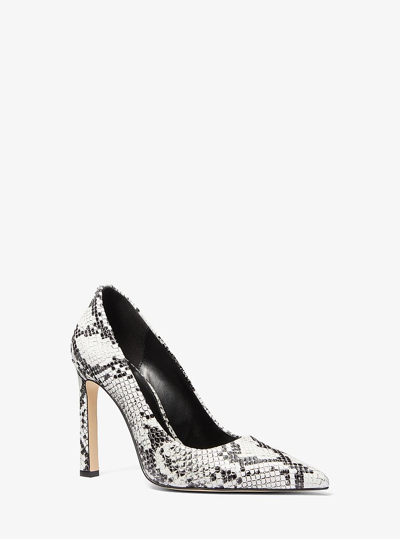 Escarpin Amara en cuir gaufr&eacute; &agrave; motif de serpent in ALUMINIUM | Michael Kors