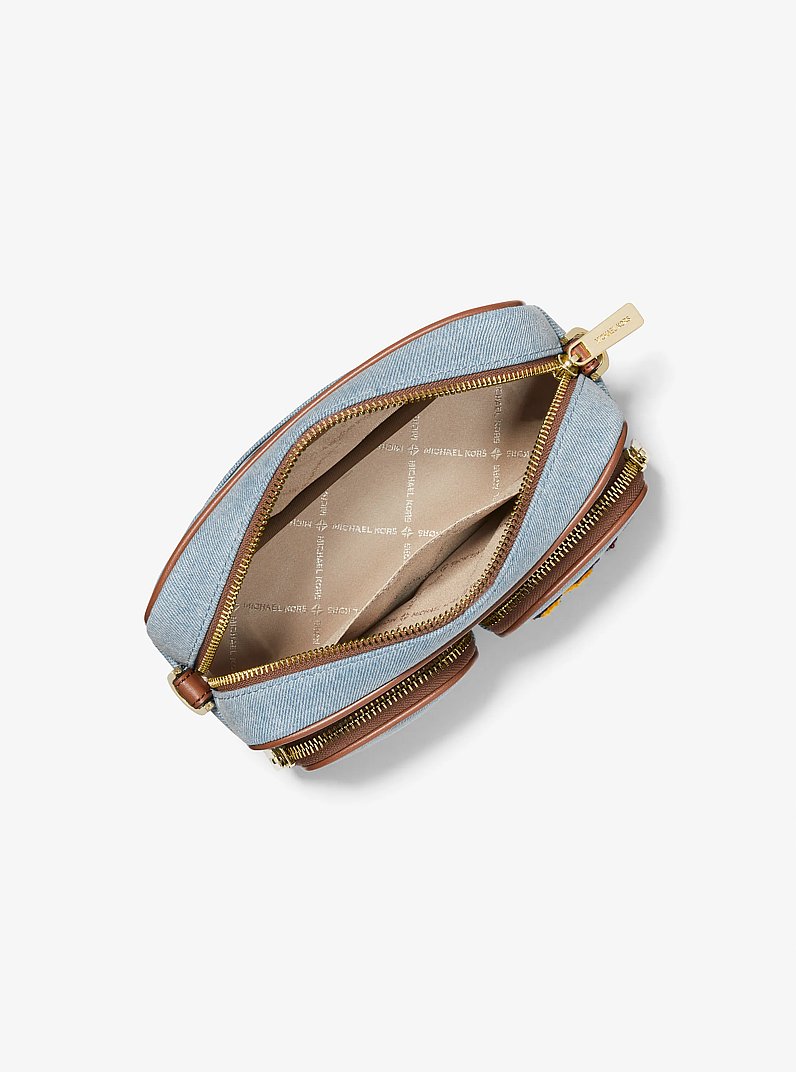 Jet Set Medium Embellished Denim Crossbody Bag with Pouches in DENIM | Michael Kors