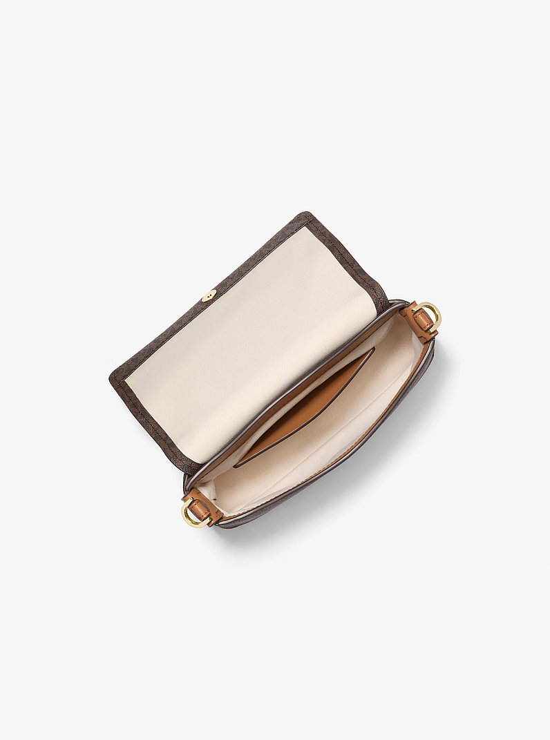 Nessa Small Signature Logo Crossbody Bag in BRN/ACORN | Michael Kors