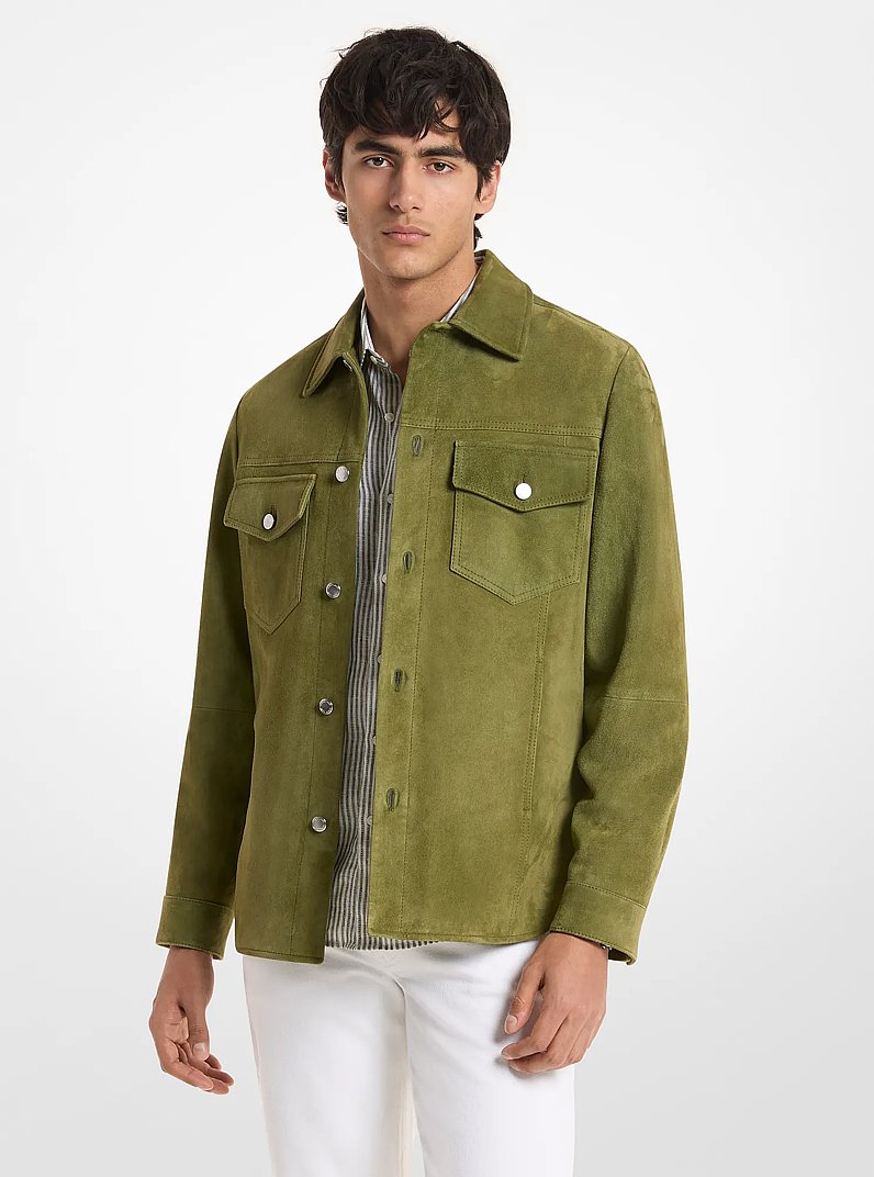 Suede Shirt Jacket in EVERGREEN | Michael Kors