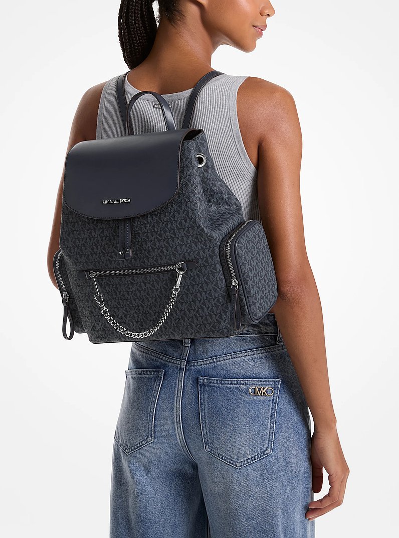 Jet Set Large Signature Logo Backpack in ADMIRAL - Sale | Michael